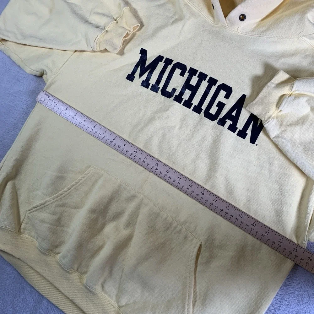 Vintage Michigan Wolverines Hoodie Mens Large Yellow 90s Reverse Weave USA Made - Picture 5 of 8